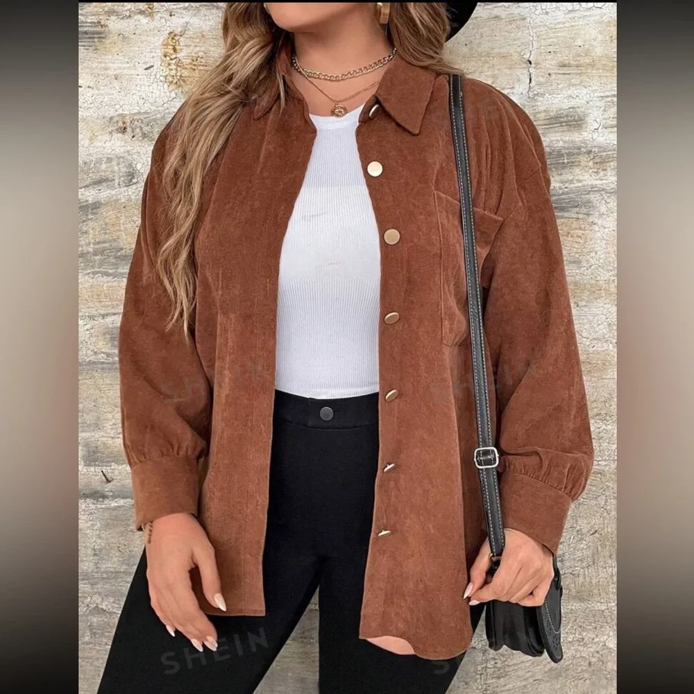 Rust brown corduroy button down - Picture 4 of 6